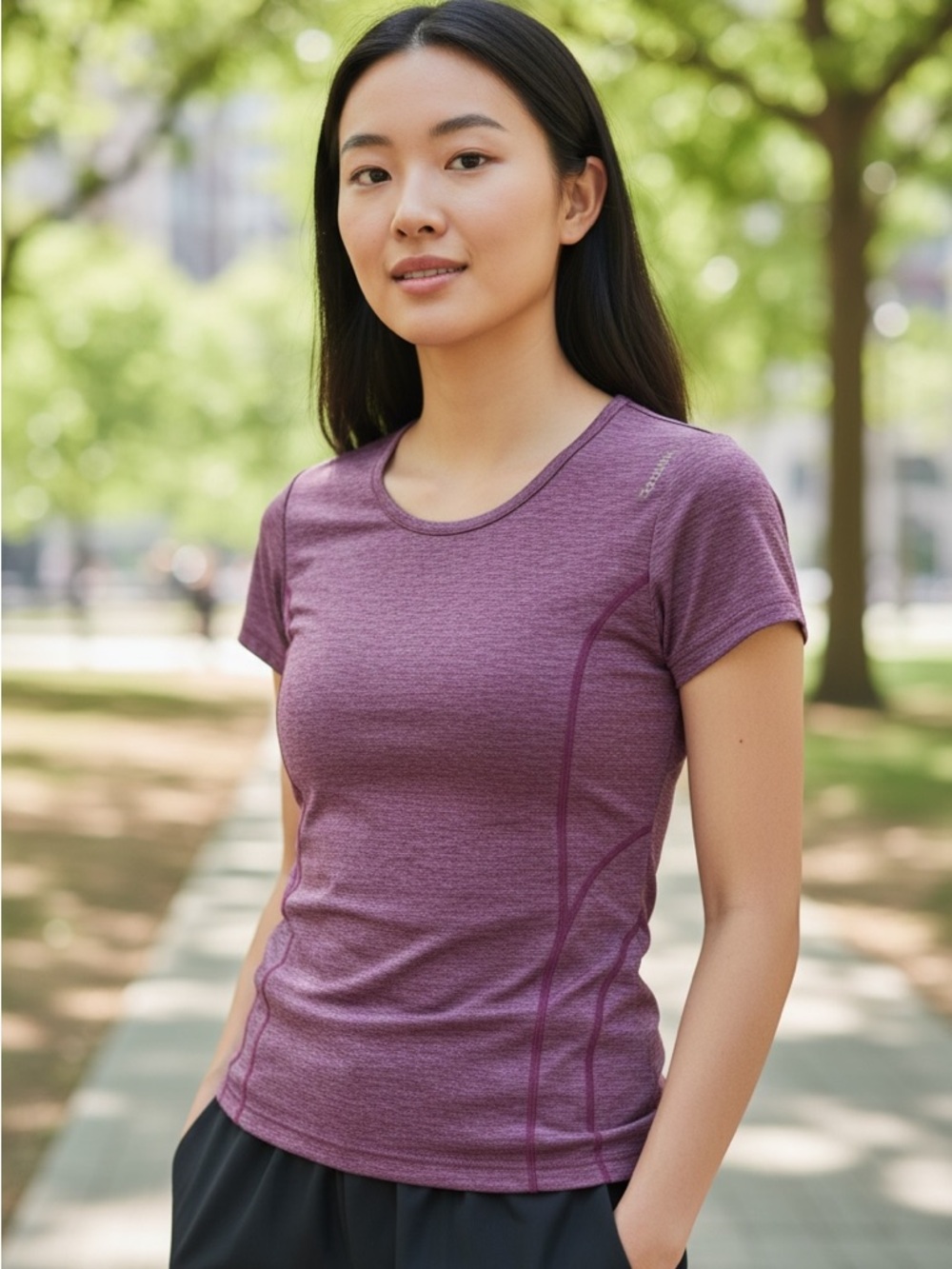 Reebok Plum Heather Short Sleeve Performance Tee